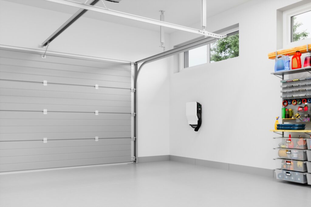 Level 2 home EV charger mounted in a clean garage
